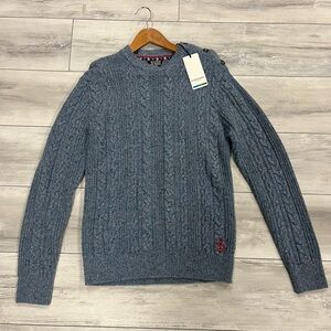 Scotch & Soda Gray Cable Knit Crewneck Sweater